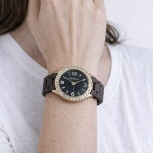 Geneva Gold and Dark Brown Timepiece